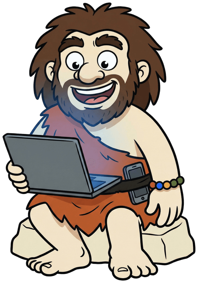 Grog descobrindo o laptop